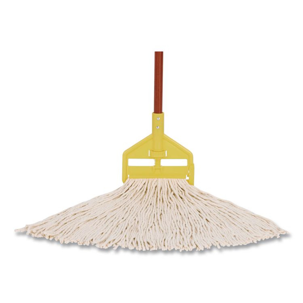 RUBBERMAID COMMERCIAL PROD. F116-12 Non-Launderable Premium Cut-End Cotton Wet Mop Head, 16 oz, White, 1" White Band, 12/Carton