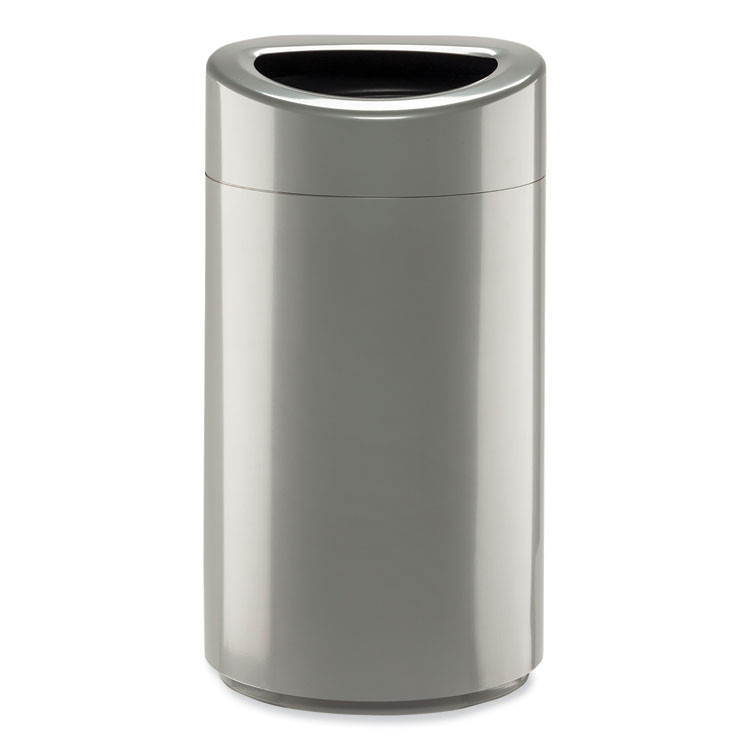 SAFCO PRODUCTS 9921SL Open Top Oval Waste Receptacle, 14 gal, Steel, Silver