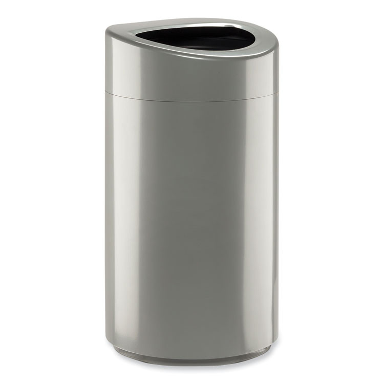 SAFCO PRODUCTS 9921SL Open Top Oval Waste Receptacle, 14 gal, Steel, Silver