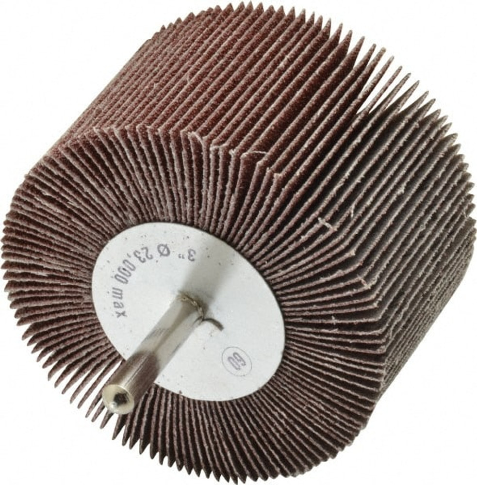 CGW Abrasives 39954 Mounted Flap Wheel: 3" Dia, 2" Face Width, 60 Grit, Aluminum Oxide