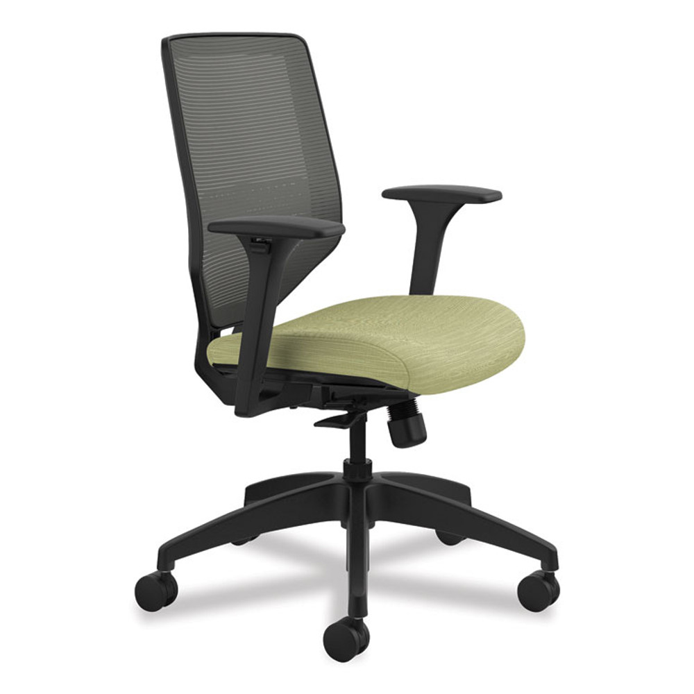 HON COMPANY SVM1ALICC82T Solve Series Mesh Back Task Chair, Supports Up to 300 lb, 18" to 23" Seat Height, Meadow Seat, Charcoal Back, Black Base