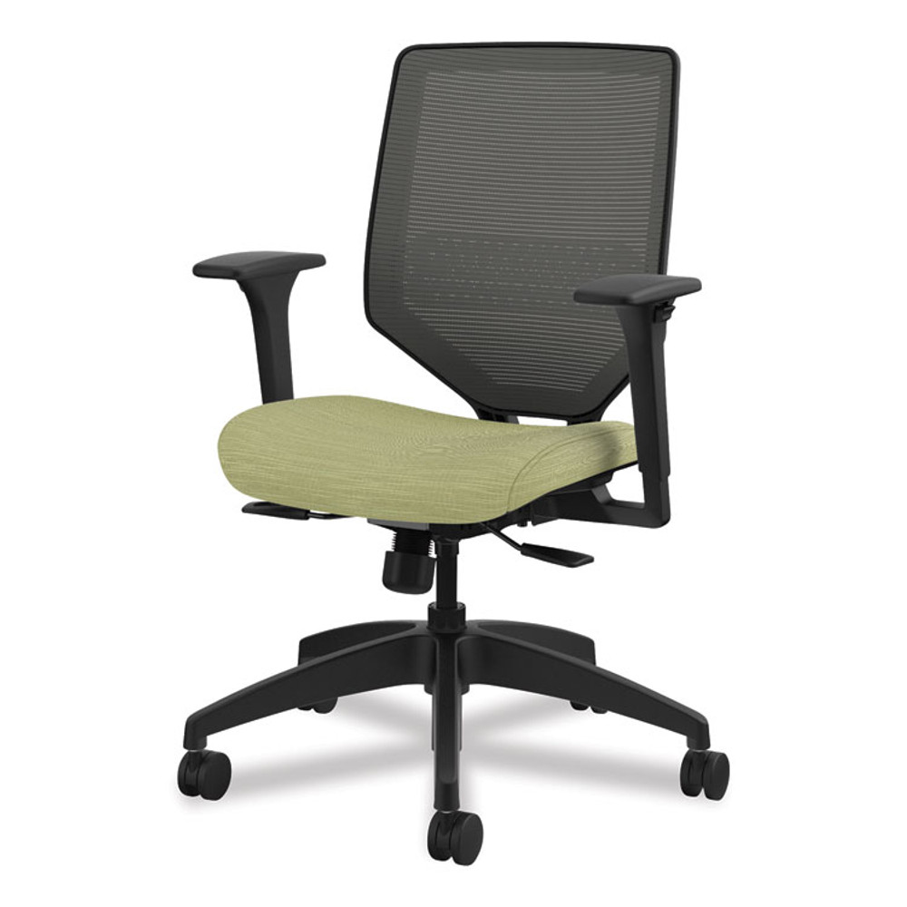 HON COMPANY SVM1ALICC82T Solve Series Mesh Back Task Chair, Supports Up to 300 lb, 18" to 23" Seat Height, Meadow Seat, Charcoal Back, Black Base