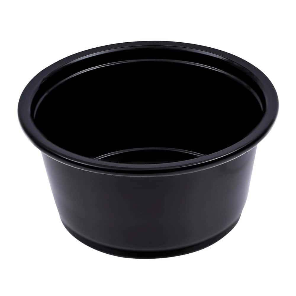 Boardwalk BWKPRTN2BL Paper & Plastic Cups, Plates, Bowls & Utensils; Cup Type: Portion ; Material: Plastic ; Color: Black ; Capacity: 2.000 oz ; For Beverage Type: Cold ; Microwave-safe: No