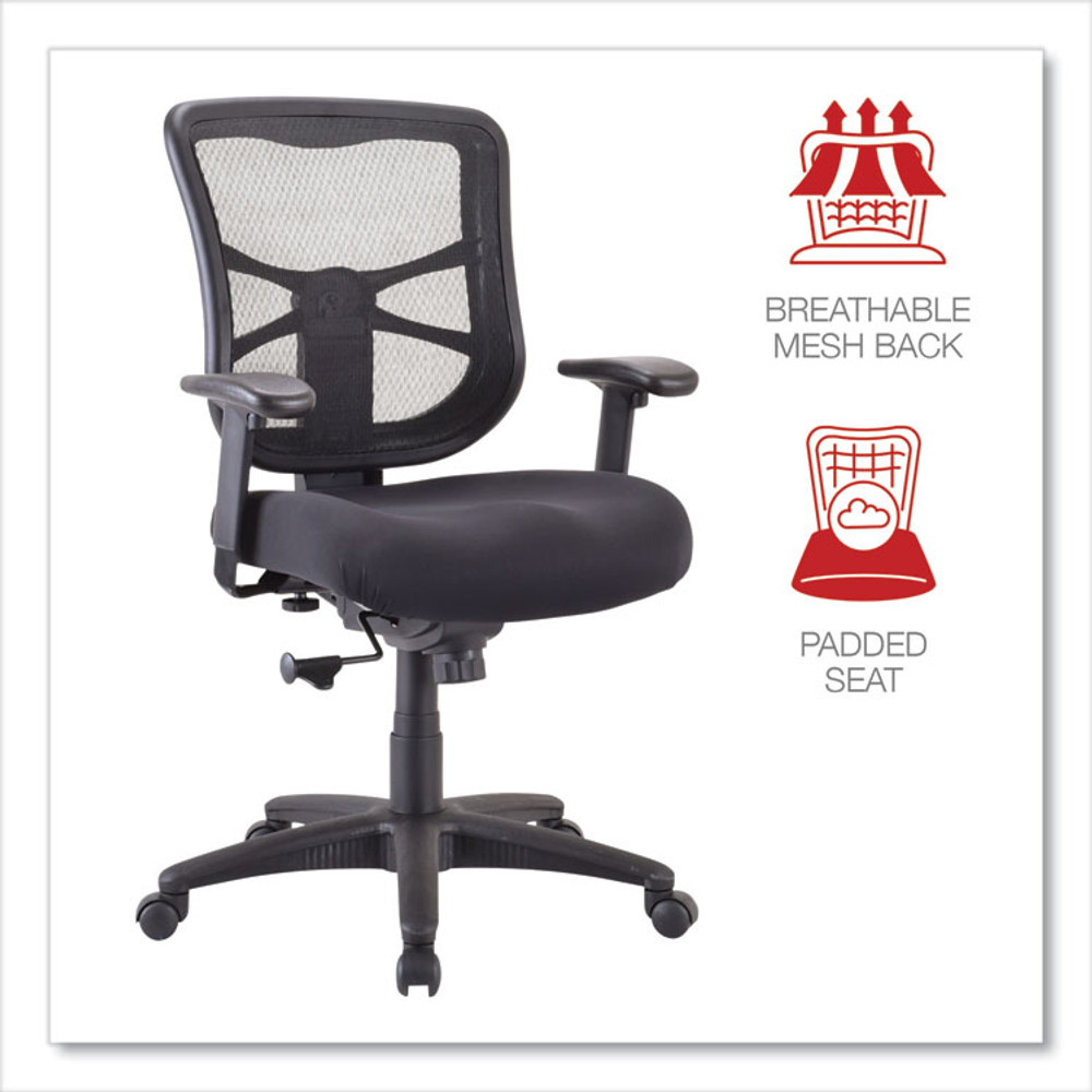 ALERA EL42BME10B Alera Elusion Series Mesh Mid-Back Swivel/Tilt Chair, Supports Up to 275 lb, 17.9" to 21.8" Seat Height, Black