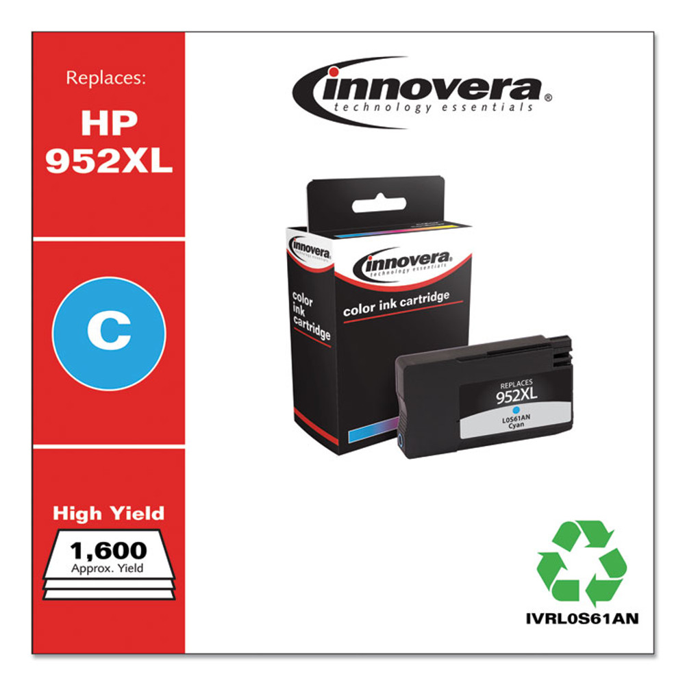 INNOVERA L0S61AN Remanufactured Cyan High-Yield Ink, Replacement for 952XL (L0S61AN), 1,600 Page-Yield