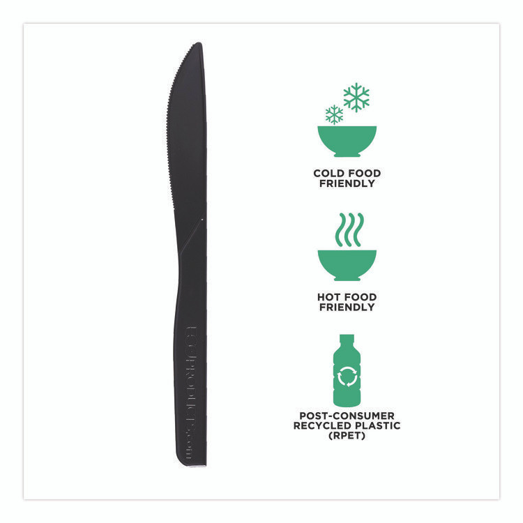 ECO-PRODUCTS,INC. EP-S111 100% Recycled Content Cutlery, Knife, Plastic, Black, 50/Pack, 20 Packs/Carton