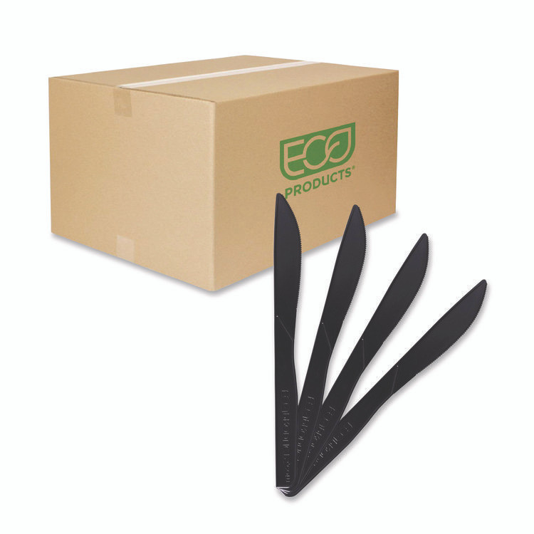 ECO-PRODUCTS,INC. EP-S111 100% Recycled Content Cutlery, Knife, Plastic, Black, 50/Pack, 20 Packs/Carton