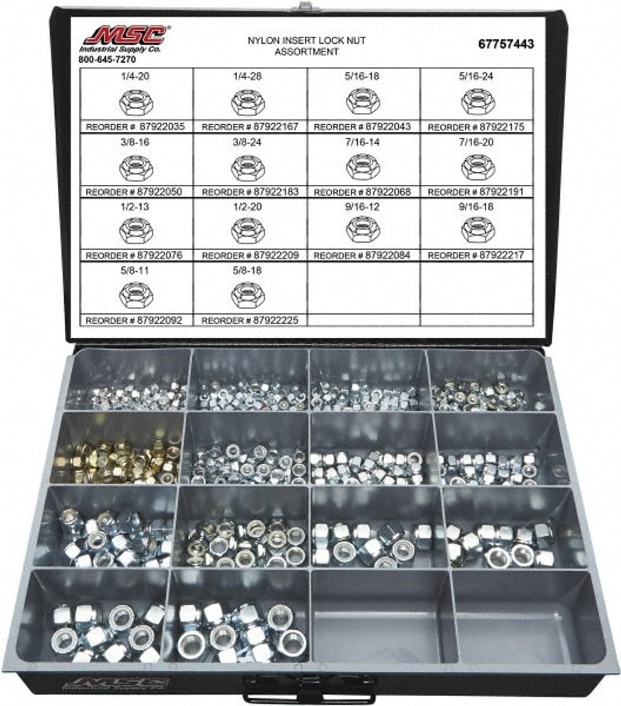 Value Collection 67757443 1/4-20 to 5/8-18 Thread, 435 Piece Steel Nut Assortment