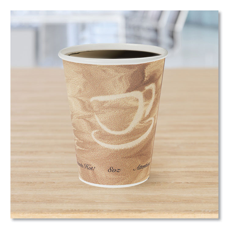 DART SOLO® 378MS Mistique Polycoated Hot Paper Cups, 8 oz, Brown, 50/Sleeve, 20 Sleeves/Carton