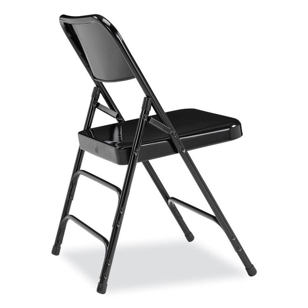 NATIONAL PUBLIC SEATING NPS® 310 300 Series Deluxe All-Steel Triple Brace Folding Chair, Supports Up to 480 lb, 17.25" Seat Height, Black, 4/Carton