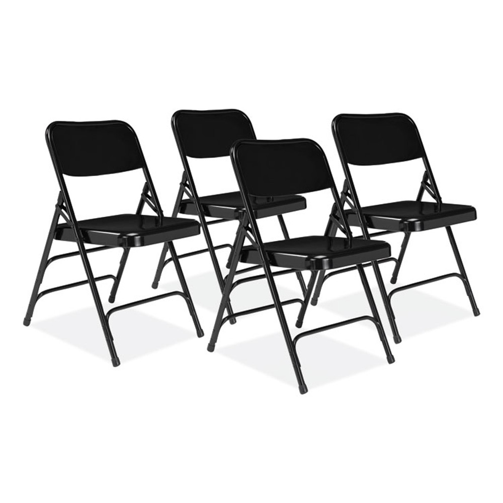 NATIONAL PUBLIC SEATING NPS® 310 300 Series Deluxe All-Steel Triple Brace Folding Chair, Supports Up to 480 lb, 17.25" Seat Height, Black, 4/Carton