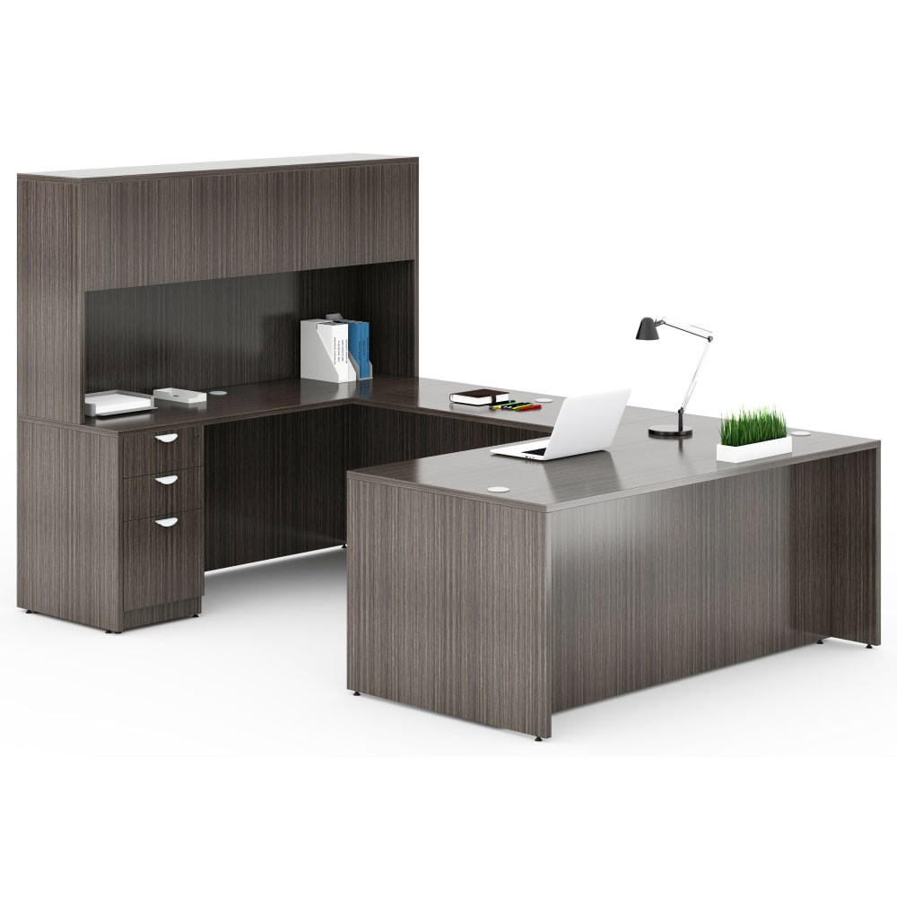 NORSTAR OFFICE PRODUCTS INC. GROUPA15-DW Boss Office Products Holland Series Executive U-Shape Desk With File Storage, Pedestal And Hutch, Driftwood