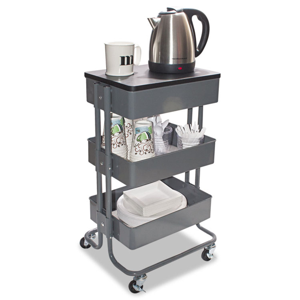 VERTIFLEX PRODUCTS VF51025 Adjustable Multi-Use Storage Cart and Stand-Up Workstation, 15.25" x 11" x 18.5" to 39", Gray