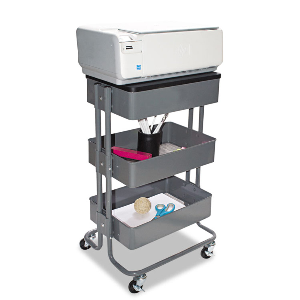 VERTIFLEX PRODUCTS VF51025 Adjustable Multi-Use Storage Cart and Stand-Up Workstation, 15.25" x 11" x 18.5" to 39", Gray