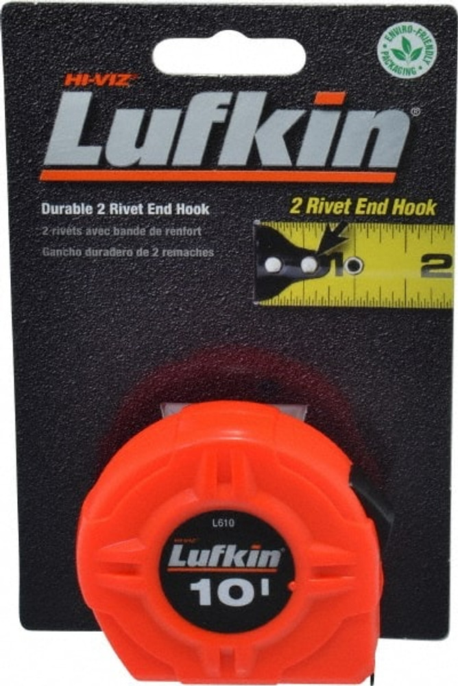 Lufkin L610N Tape Measure: 10' Long, 1/2" Width, Yellow Blade