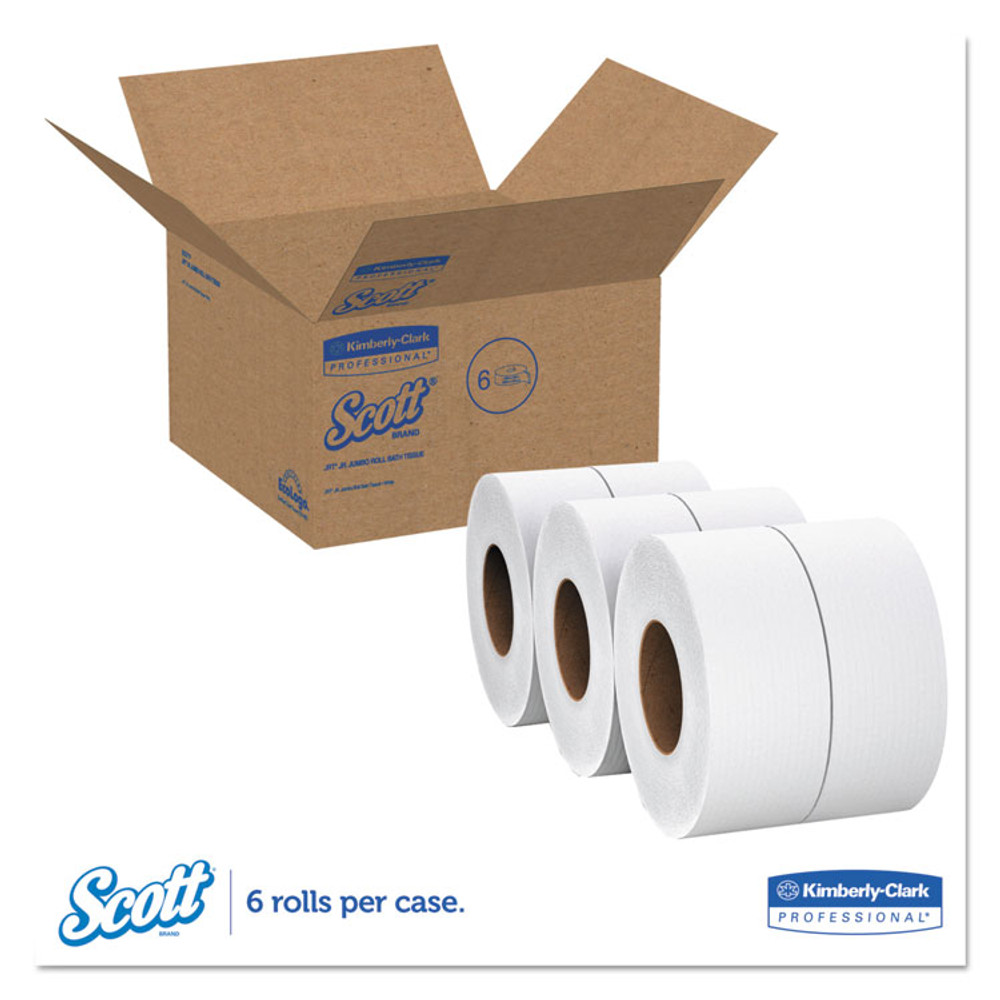 KIMBERLY CLARK Scott® 07827 Essential JRT Extra Long Bathroom Tissue, Septic Safe, 2-Ply, White, 3.55" x 2,000 ft, 6 Rolls/Carton