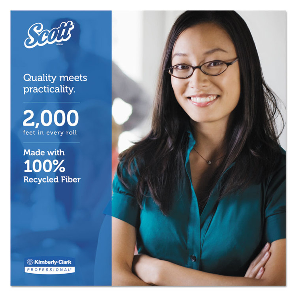 KIMBERLY-CLARK PROFESSIONAL Scott® 07827 Essential JRT Extra Long Bathroom Tissue, Septic Safe, 2-Ply, 3.55" x 2,000 ft, White, 6 Rolls/Carton