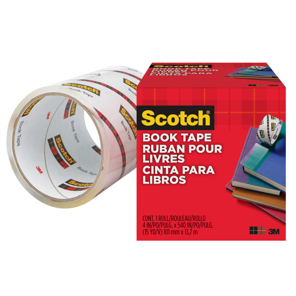 3M CO Scotch 8454  Book Tape - 15 yd Length x 4in Width - 3in Core - Acrylic - Crack Resistant - For Repairing, Reinforcing, Protecting, Covering - 1 / Roll - Clear