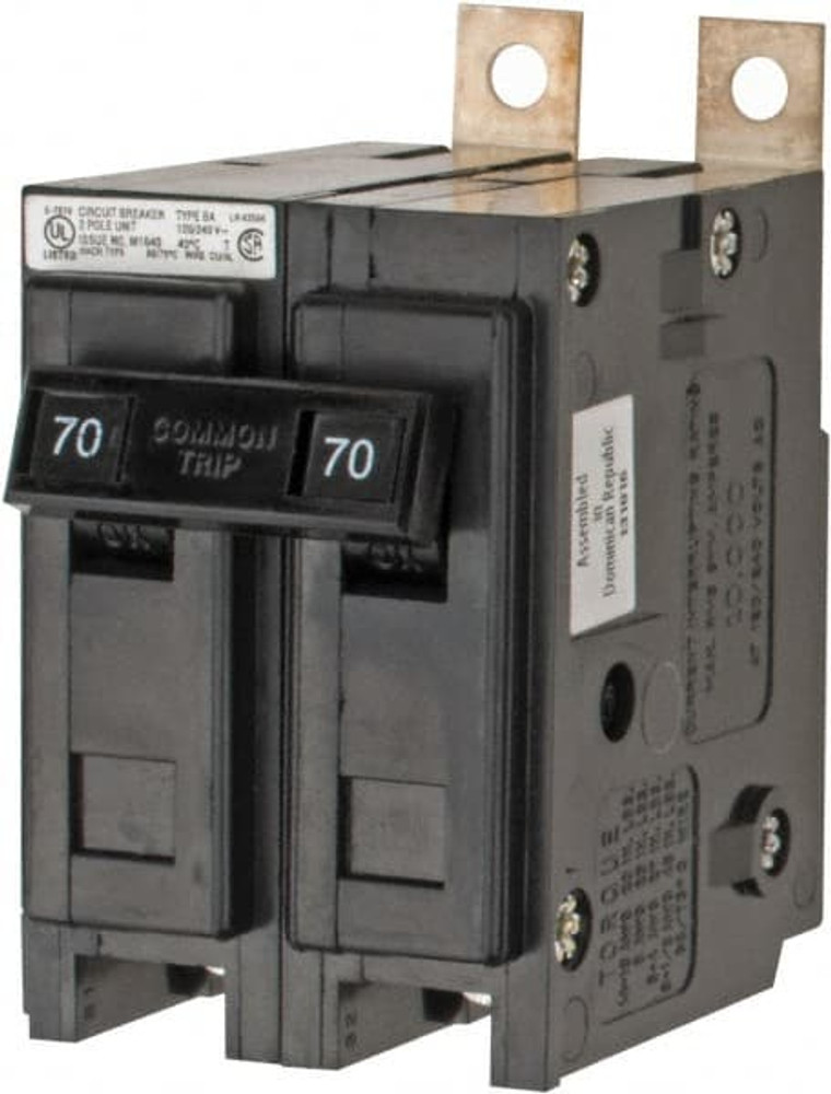 Eaton Cutler-Hammer BAB2070 70 Amp, 120/240 VAC, 24 VDC, 48 VDC, 80 VDC, 2 Pole, Bolt On Miniature Circuit Breaker