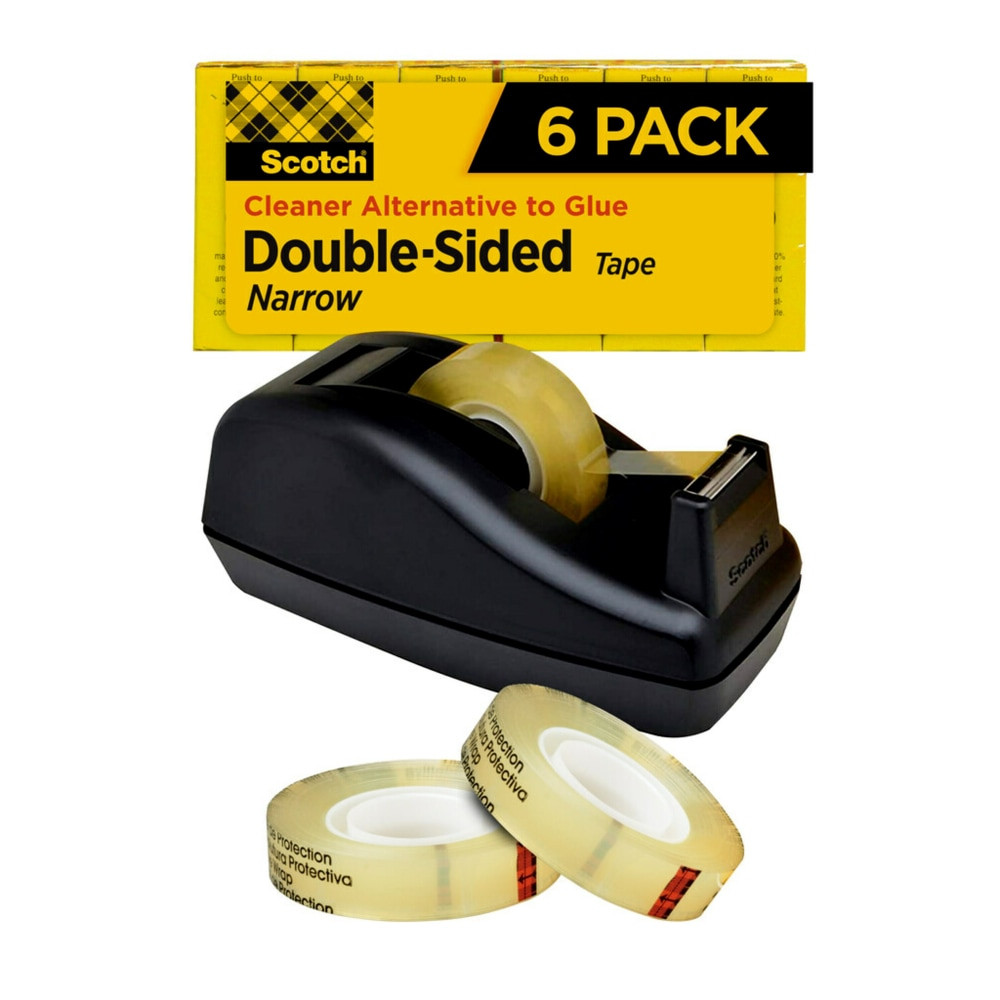 3M CO Scotch 665-6PKC40  Permanent Double-Sided Tape With C40 Dispenser, 1/2in x 900in, Pack Of 6