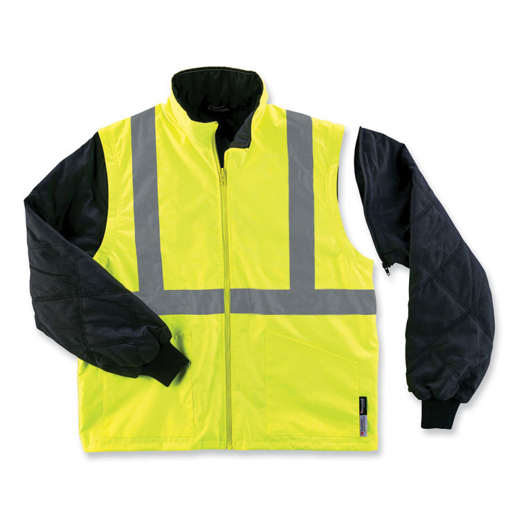 TENACIOUS HOLDINGS, INC. ergodyne® 24387 GloWear 8385 Class 3 Hi-Vis 4-in-1 Jacket, 3X-Large, Lime