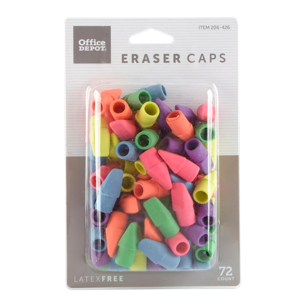 OFFICE DEPOT RW206426  Brand Eraser Caps, Assorted Colors, Pack Of 72