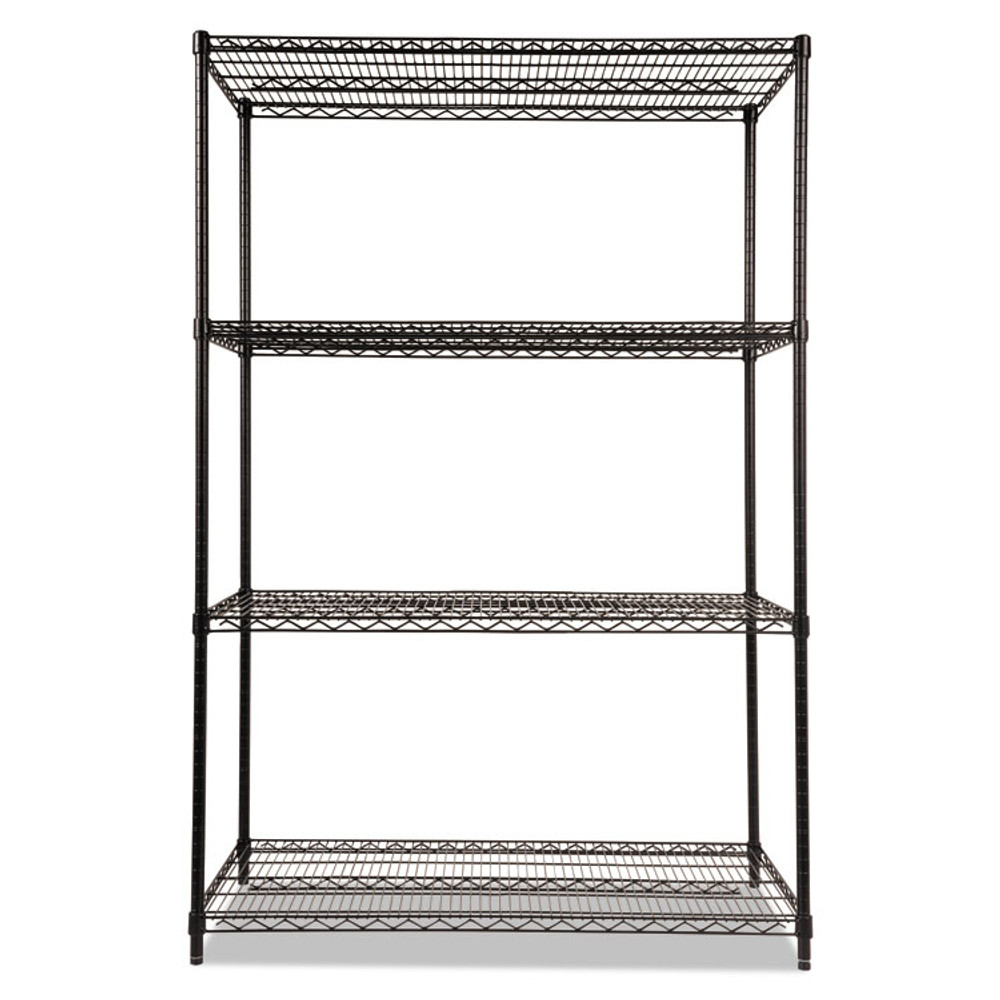 ALERA SW504824BL NSF Certified Industrial Four-Shelf Wire Shelving Kit, 48"w x 24"d x 72"h, Black