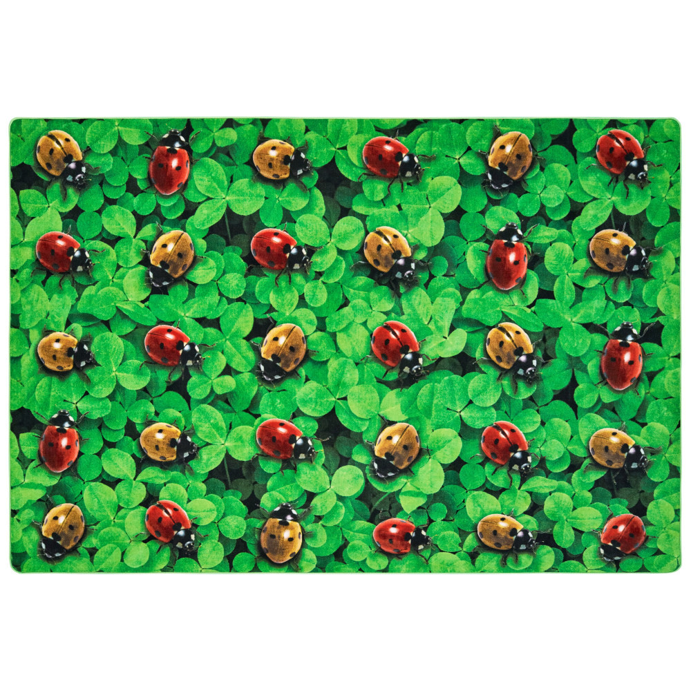 CARPETS FOR KIDS ETC. INC. 60016 Carpets for Kids Pixel Perfect Collection Real Ladybug Seating Rug, 6ft x 9ft, Green