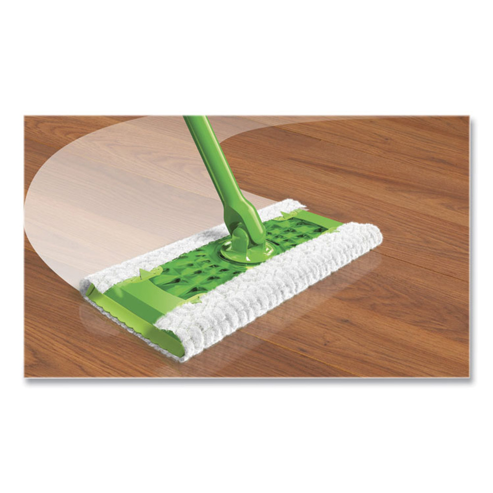 PROCTER & GAMBLE Swiffer® 49947 Sweeper Mop, 10 x 4.8 White Cloth Head, 46" Silver/Green Aluminum/Plastic Handle