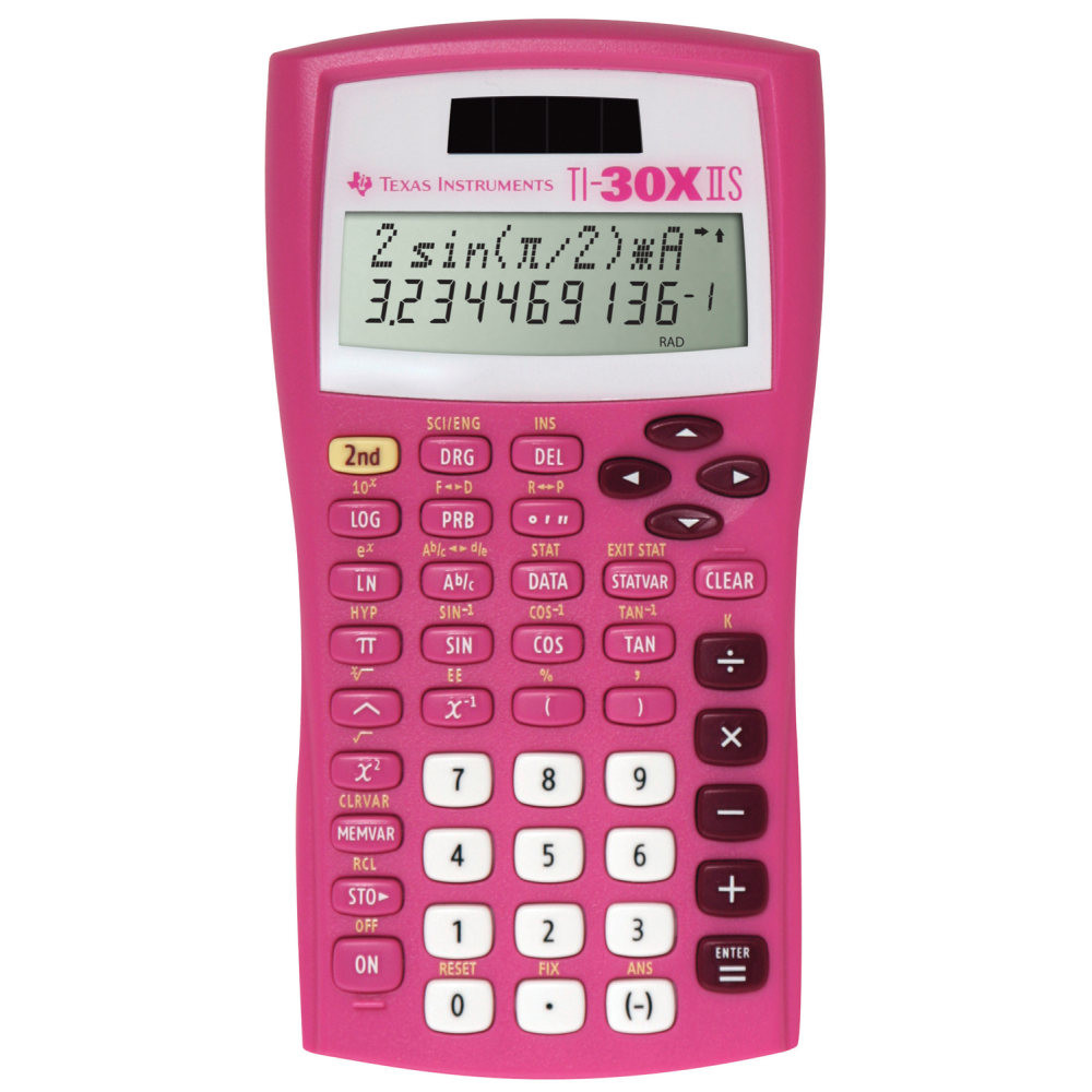 TEXAS INSTRUMENTS INC. 30XIIS/TBL/1L1/AZ Texas Instruments TI-30X IIS Solar Scientific Calculator, Pink