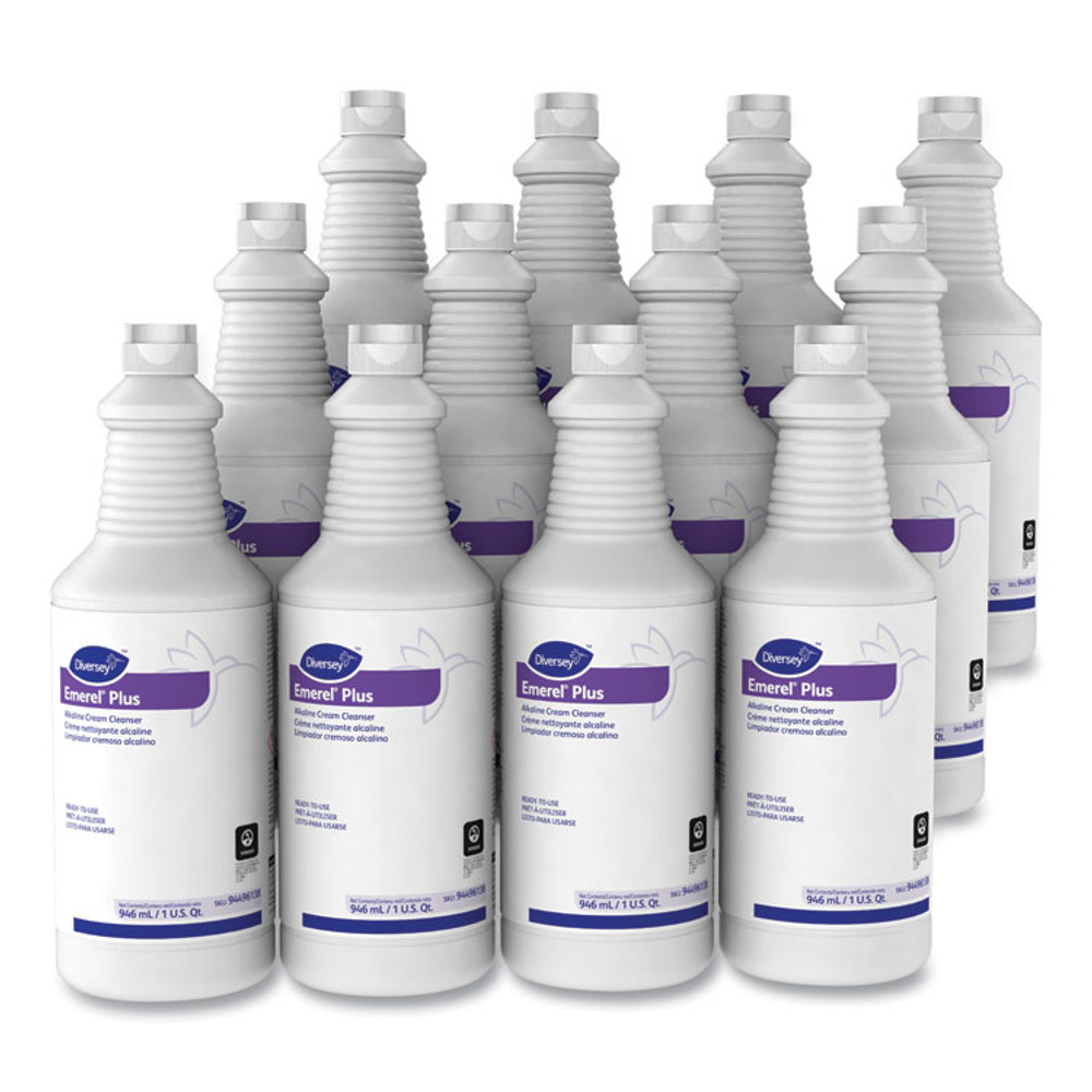 DIVERSEY 94496138 Emerel Plus Cream Cleanser, Odorless, 32 oz Squeeze Bottle, 12/Carton