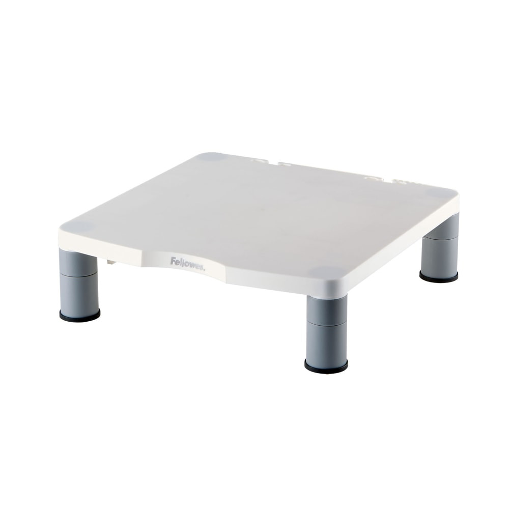 Position your monitor for easy viewing  Monitor risers lets position the monitor at your most comfortable level. Features innovative stacking columns.  Constructed of sturdy, high-impact plastic. Includes cable management guide.  Nonskid rubber feet ensure stability on any surface.  Offers 3 height adjustments from 2in to 4in. Supports 60 lb or up to a 21in monitor.  Contains Recycled Content - See Specs for Details.