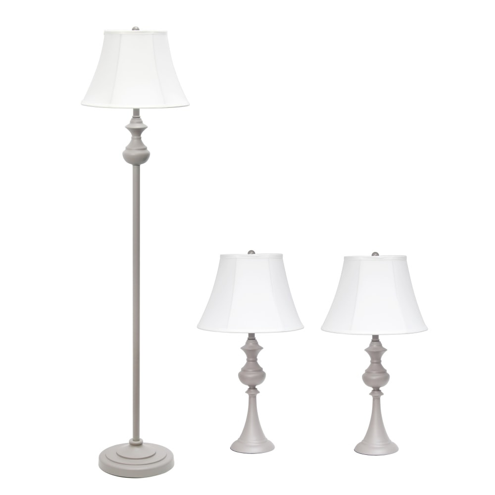 ALL THE RAGES INC Lalia Home LHS-1007-GY  Valletta Metal Lamp Set, White/Gray, Set Of 3 Lamps