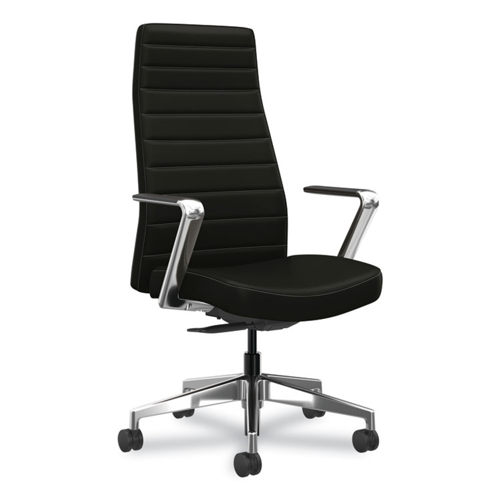 HON COMPANY CEUW0PU10C9P Cofi Executive High Back Chair, Supports Up to 300 lb, 15.5 to 20.5 Seat Height, Black Seat/Back, Polished Aluminum Base