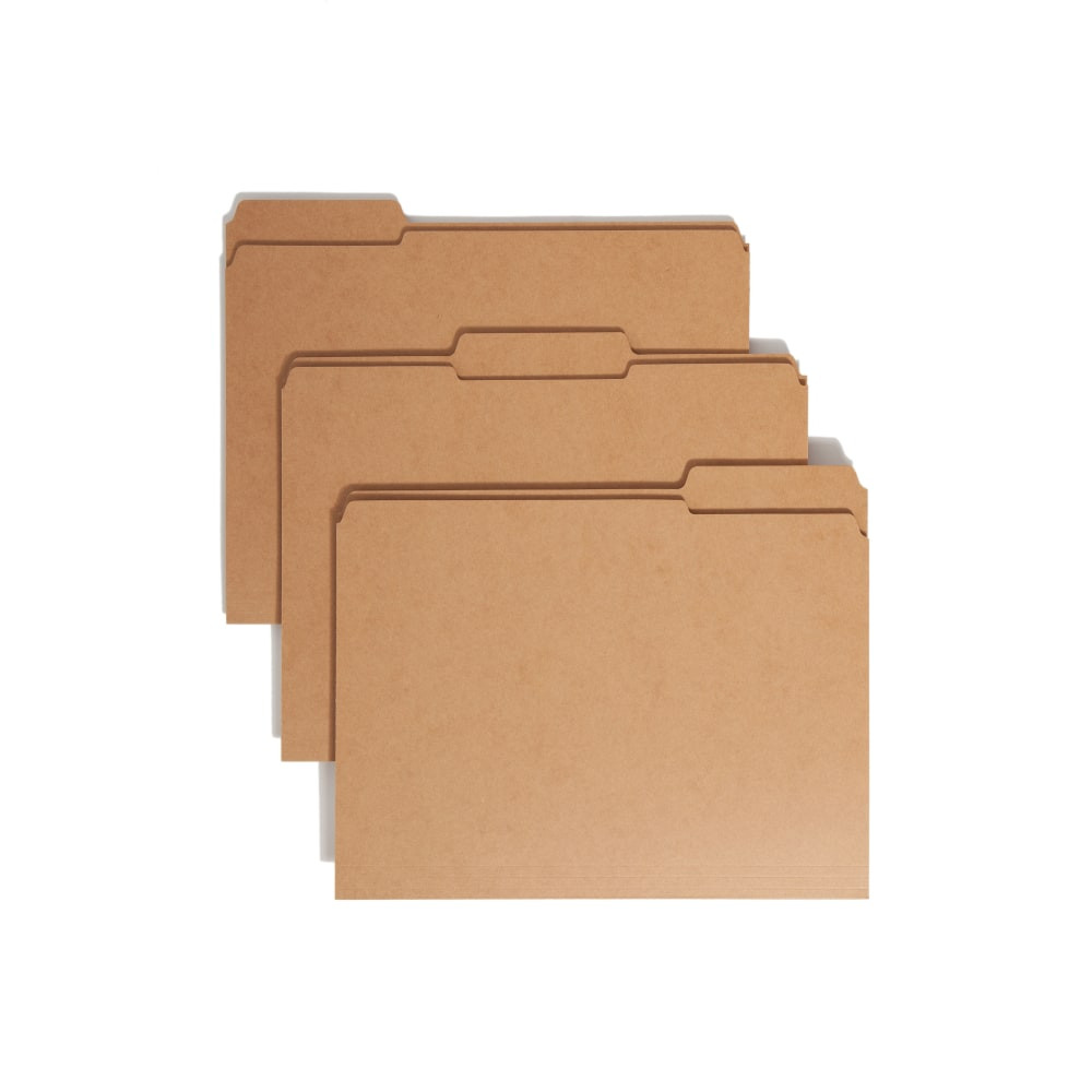 SMEAD MFG CO 2-153LK Smead Reinforced Tab Kraft File Folders, Letter Size, 1/3 Cut, Pack Of 100