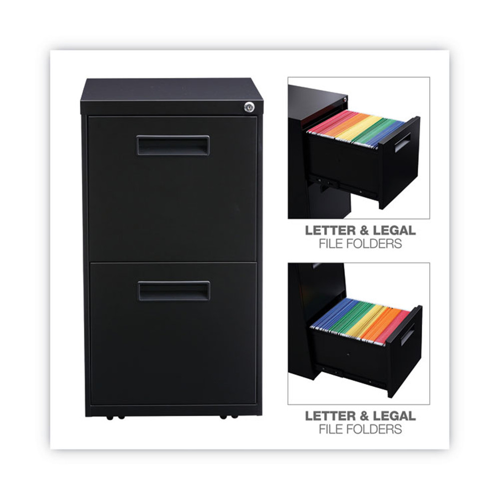 ALERA PAFFBL File Pedestal, Left or Right, 2 Legal/Letter-Size File Drawers, Black, 14.96" x 19.29" x 27.75"