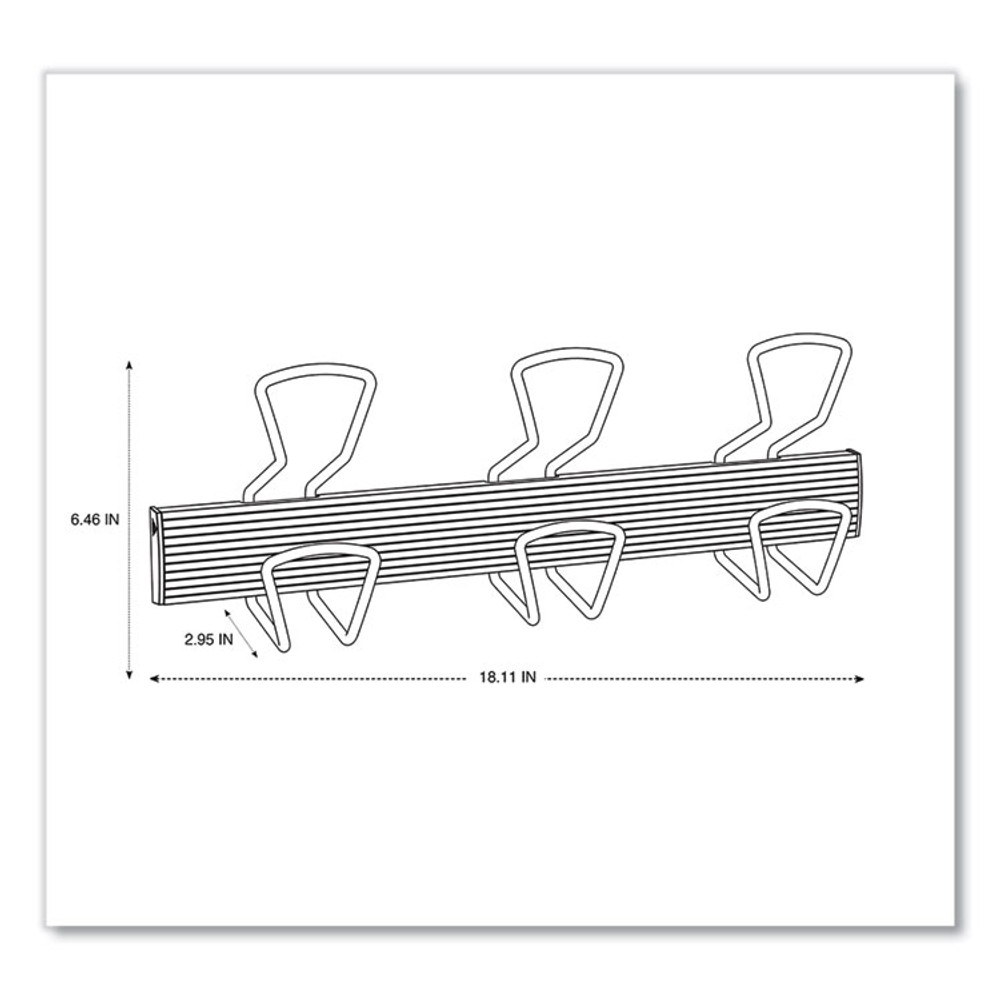 ALBA PMPRO3M Wall-Mount Coat Hooks, 18.11 x 2.95 x 6.45, Metal, Silver, 22 lb Capacity