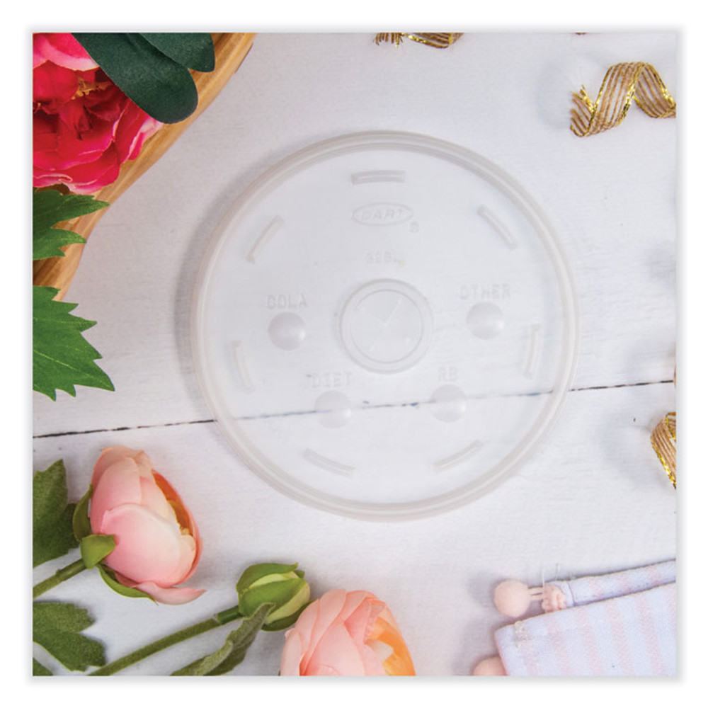 DART 32SL1 Lids for Foam Cups and Containers, Fits 32 oz/44 oz/60 oz Hot Cups, Plastic, Translucent, 1,000/Carton