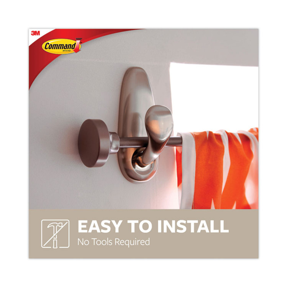 3M/COMMERCIAL TAPE DIV. Command™ FC13BN2ES Adhesive Mount Metal Hook, Large, Brushed Nickel Finish, 5 lb Capacity, 2 Hooks and 4 Strips/Pack