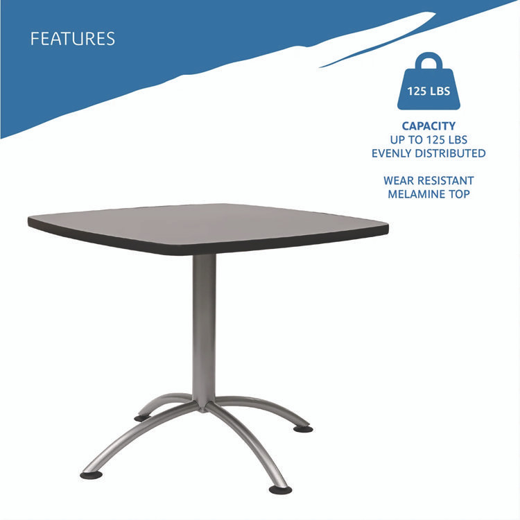 ICEBERG ENTERPRISES 65618 CafeWorks Cafe-Height Table, Square, 36" x 36" x 30", Graphite Granite/Silver