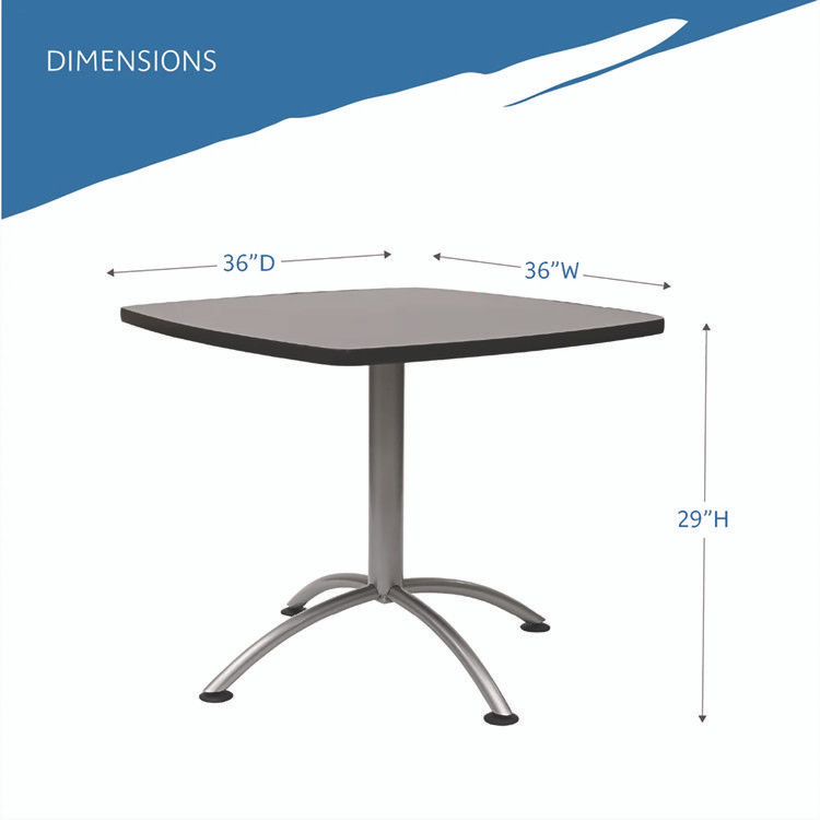 ICEBERG ENTERPRISES 65618 CafeWorks Cafe-Height Table, Square, 36" x 36" x 30", Graphite Granite/Silver