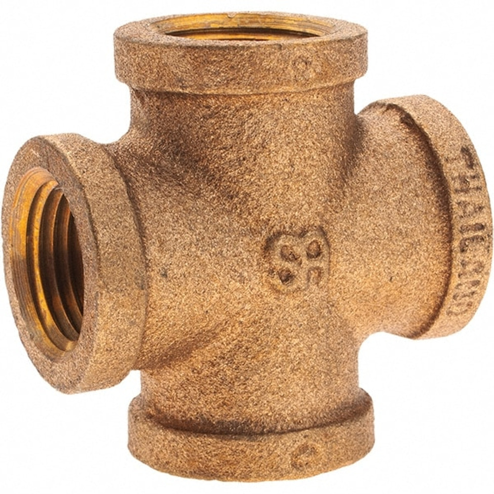 Merit Brass X110-08 Brass Pipe Cross: 1/2" Fitting, Threaded, FNPT x FNPT x FNPT x FNPT, Class 125