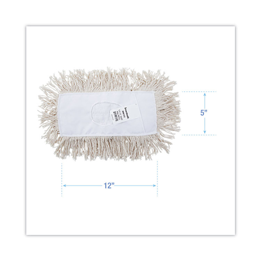 BOARDWALK 1312 Industrial Dust Mop Head, Cotton, 12 x 5, White