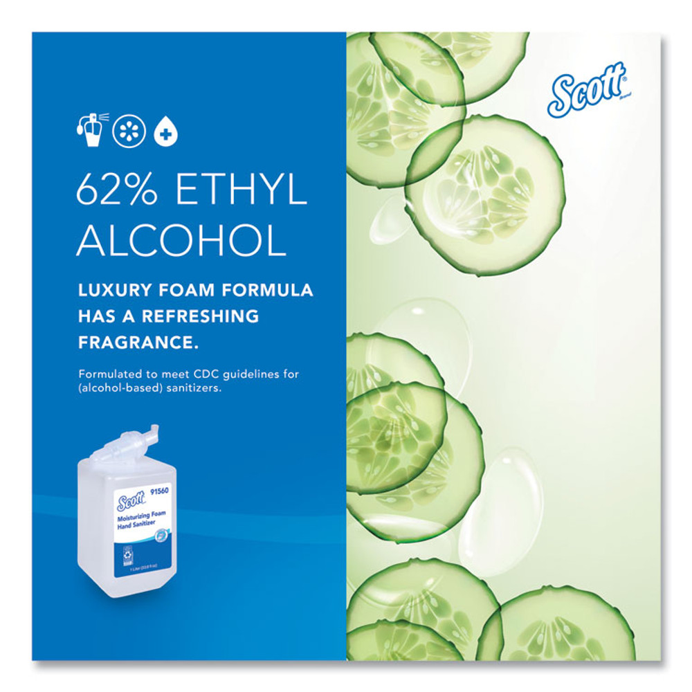 KIMBERLY-CLARK PROFESSIONAL Scott® 91560 Pro Moisturizing Foam Hand Sanitizer, 1,000 mL Refill, Fruity Cucumber Scent, 6/Carton