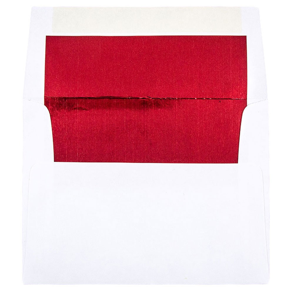 JAM PAPER AND ENVELOPE JAM Paper 72158  Booklet Invitation Envelopes, A2, Gummed Seal, Red/White, Pack Of 25