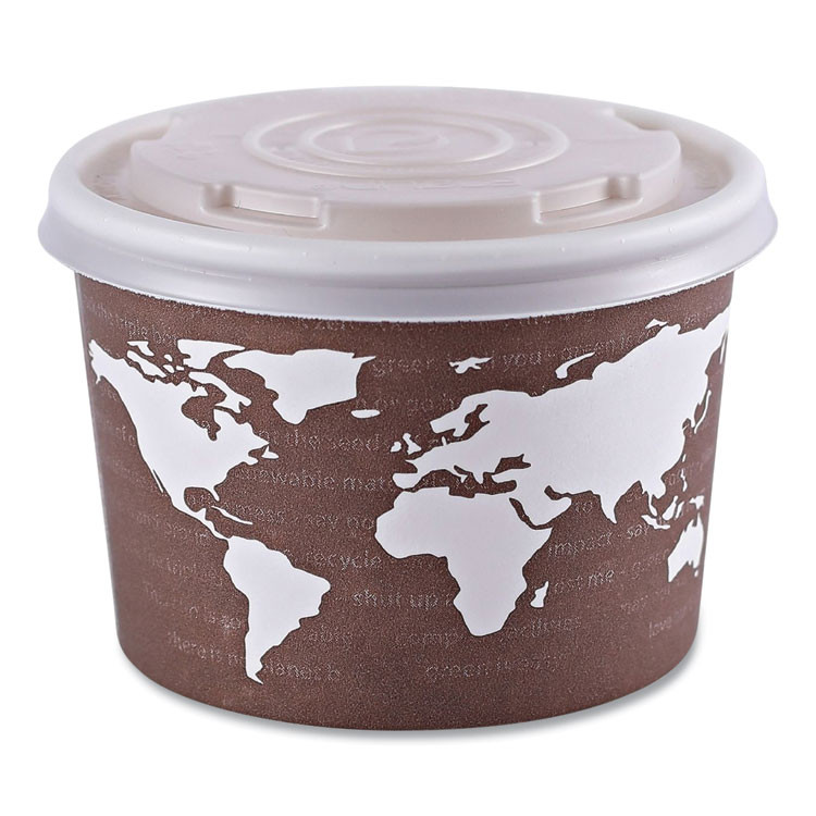 ECO-PRODUCTS,INC. EP-BSC8-WA World Art Renewable and Compostable Food Container, 8 oz, 3.04" Diameter x 2.3" h, Plum, Paper, 50/Pack, 20 Packs/Carton