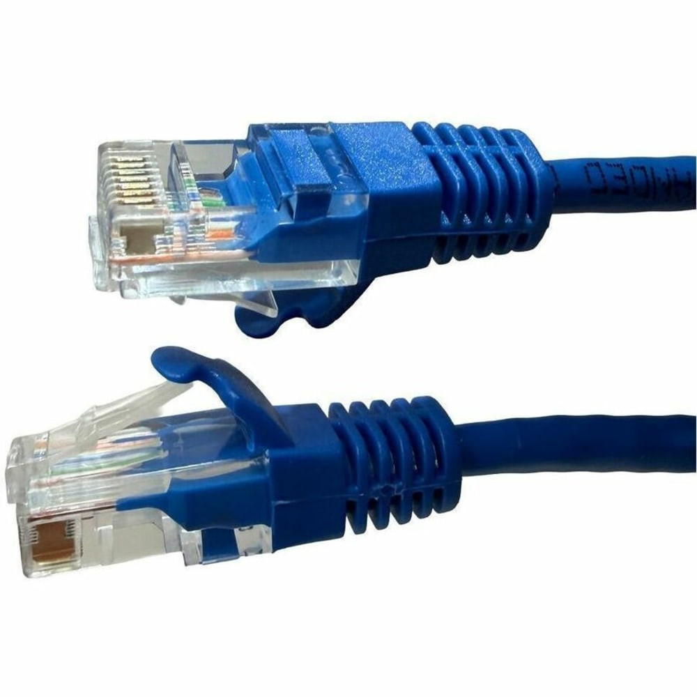 26 AWG Copper-Clad Aluminum conductor  Stylish blue color.  Unshielded stranded twisted pair cable design  25-foot length  RJ-45 Male connectors with EIA/TIA 568B Pinout.  Durable PVC jacket  Slim 0.20-inch cable diameter  CAT5e rated for high-speed data (100 MHz).