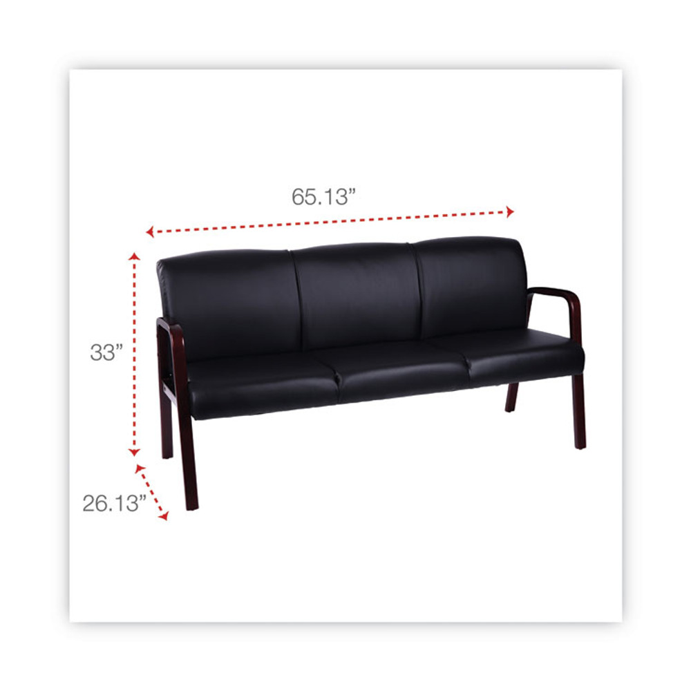 ALERA RL2319M Alera Reception Lounge WL 3-Seat Sofa, 65.75w x 26d.13 x 33h, Black/Mahogany