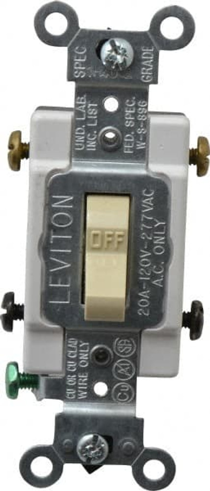 Leviton CSB2-20I 2 Pole, 120 to 277 VAC, 20 Amp, Commercial Grade Toggle Wall Switch
