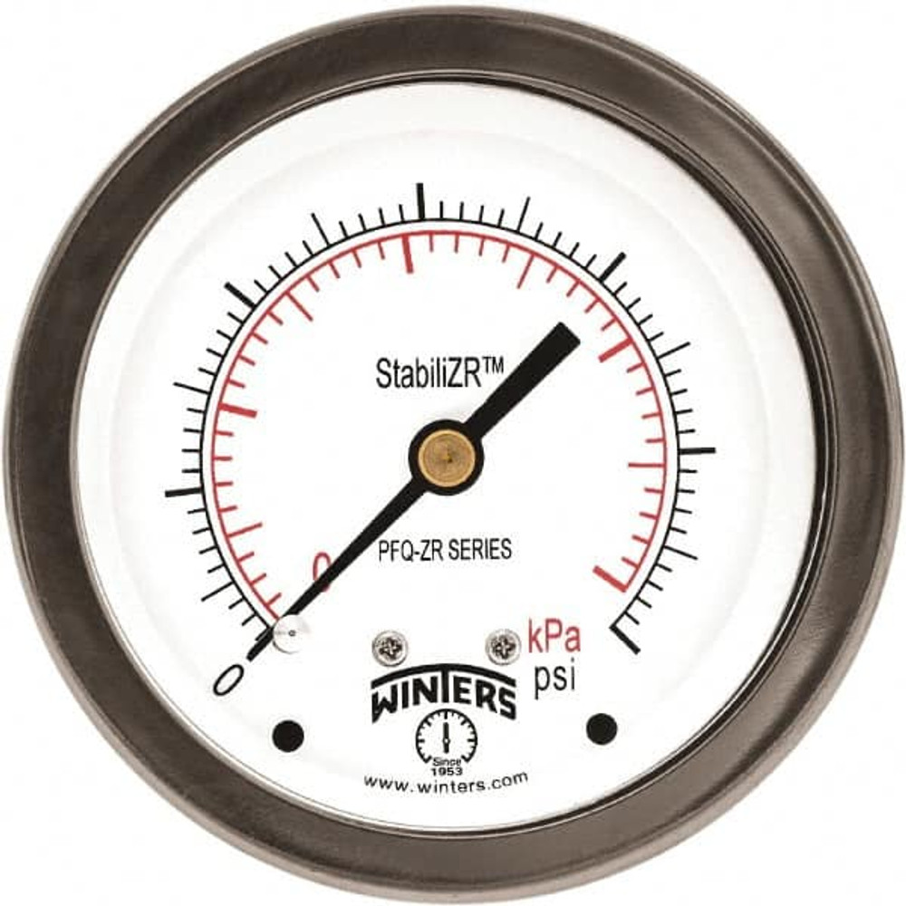 Winters PFQ911ZR Pressure Gauge: 2-1/2" Dial, 1/4" Thread, NPT, Back Mount